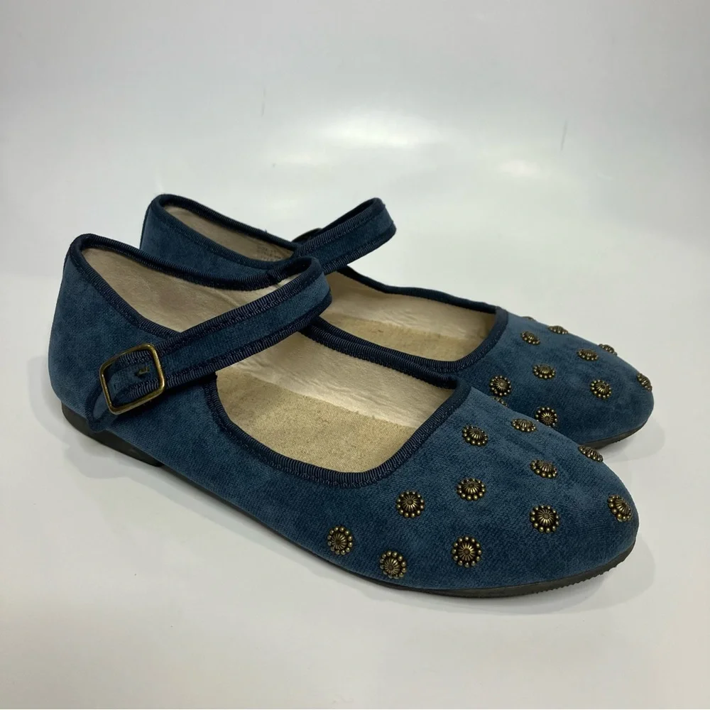 Joyfolie dark teal blue hazel mary Jane shoes flats gold accents girls size‎ 5 Y